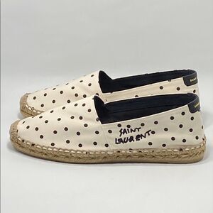 Saint Laurent Signature logo Polka Dot Espadrilles size 39.5